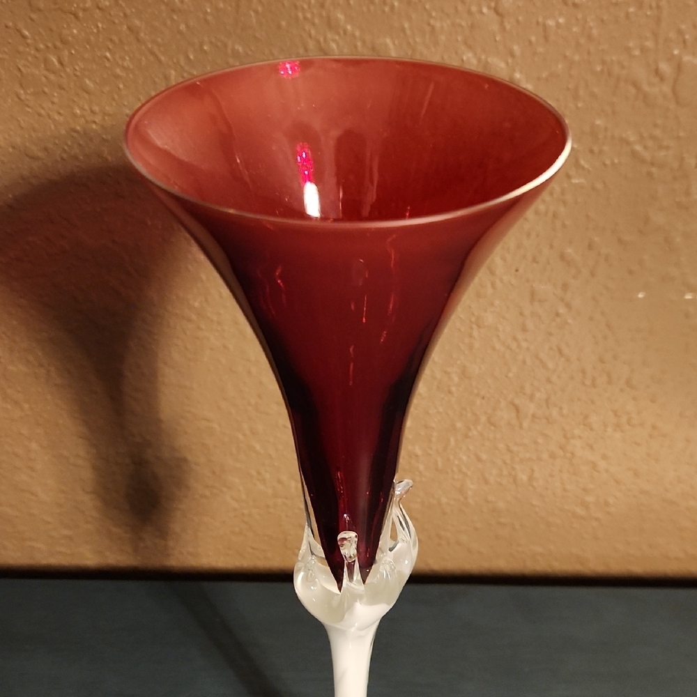 Ruby Red Art Glass Vase or Champagne Flute - Picture 4 of 11
